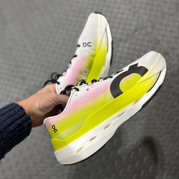 On Running White Pink Yellow Black Athletic Running Shoes main image 3